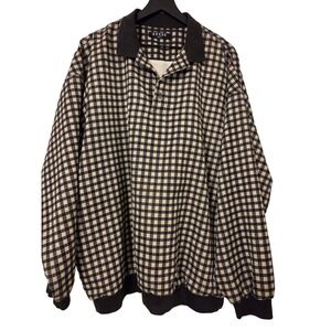 Guess Golf Black White Checkered Bomber Jacket‎ Men's Vintage Casual Outerwear